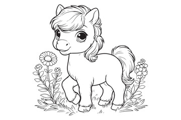 Cute baby horse outline 