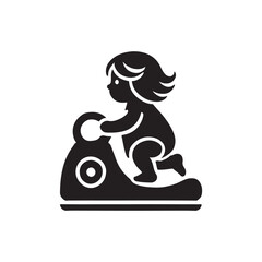 Black Color Toddler silhouette design Vector Illustration, Solid White Background 2.eps