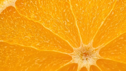 Vibrant macro image of fresh orange peel with glistening juice droplets showcasing a zesty texture