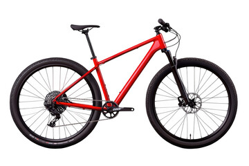 Red mountain bike on transparent background