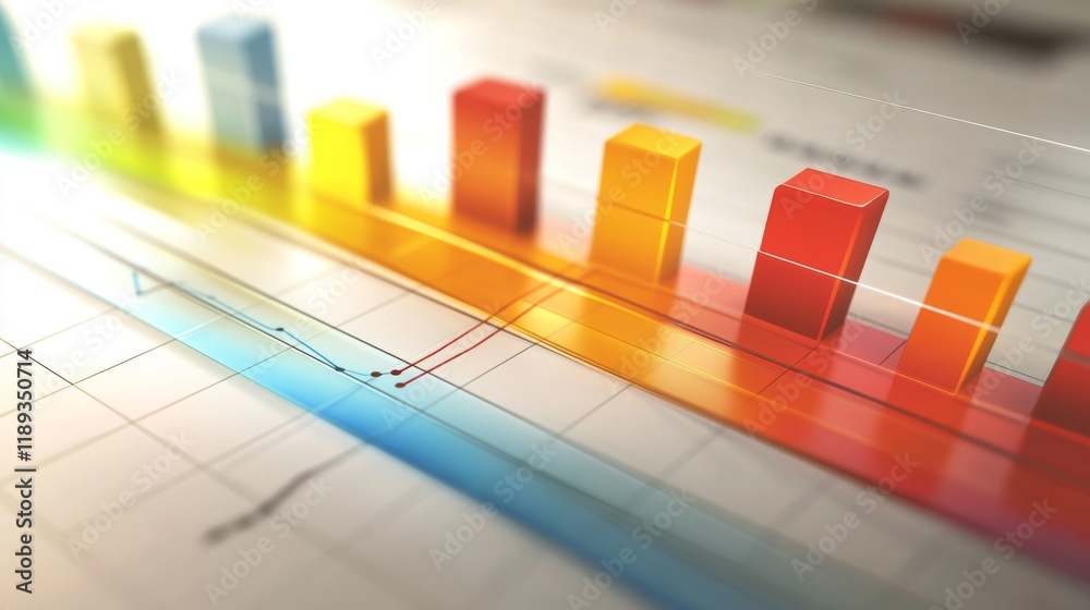 Poster A visually appealing business bar graph with colorful bars on a transparent background, symbolizing data analysis and trends, creating an engaging and modern look.