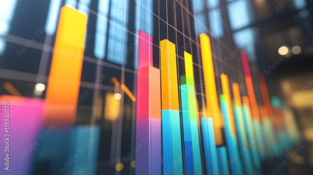 Leinwandbilder a visually appealing business bar graph with colorful bars on a transparent background, symbolizing 