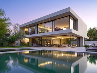 Fototapeta premium Modern house with pool 