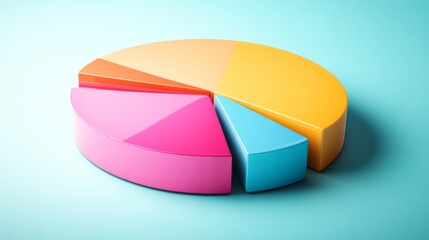 Obraz premium A visually striking D pie chart with segments that appear to float above a sleek surface, representing different data categories, creating a modern aesthetic.