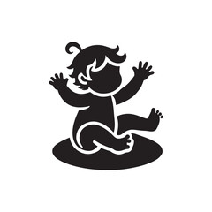 Black Color Toddler silhouette design Vector Illustration, Solid White Background 8.eps