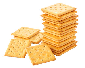 Delicious square crackers, isolated on white background.png