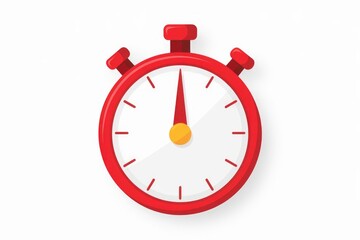 A red stopwatch with a white face and black markings shows the passage of time.