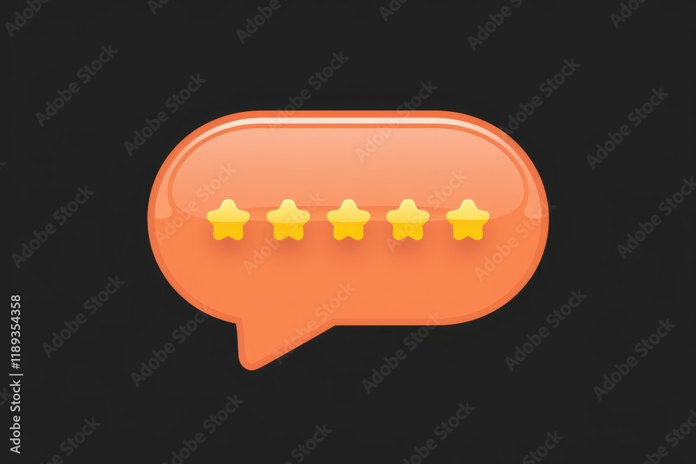Poster five-star rating displayed in an orange speech bubble, indicating positive feedback.