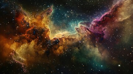 Cosmic Nebula: A Celestial Tapestry of Stars and Gas Clouds in Deep Space