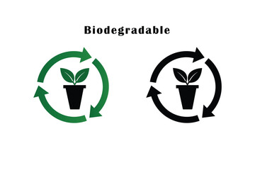 Biodegradable icons. Biodegradable vector icons. Recycling and Environmental Icons. Vector icons for Product packaging and labels.