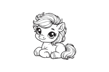 Cute baby horse outline 