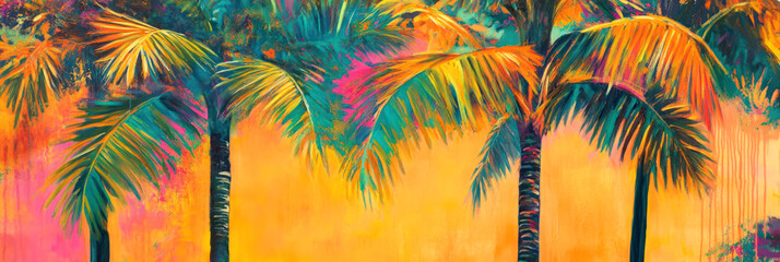 Vibrant Palm Trees - Tropical Paradise in Bold Colors