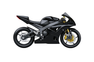 Fototapeta premium Black racing motorcycle isolated on transparent background
