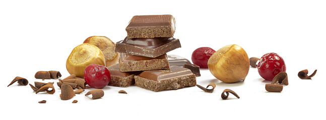 Kostki czekolady z orzechami laskowymi i żurawiną © Jolaya