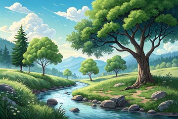 Digital natural art illustration design