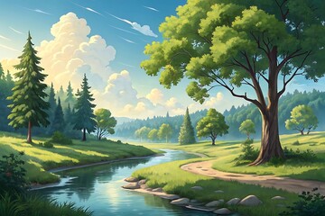 Digital natural art illustration design