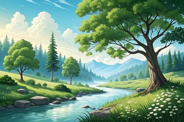 Digital natural art illustration design
