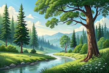 Digital natural art illustration design