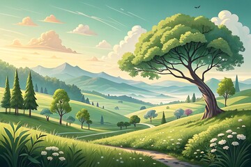 Digital natural art illustration design