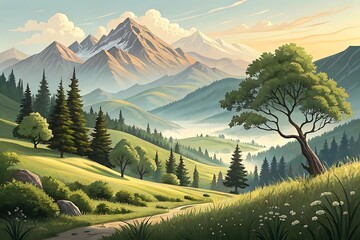 Digital natural art illustration design