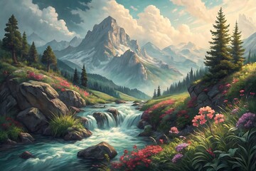 Digital natural art illustration design