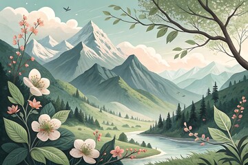 Digital natural art illustration design