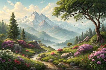 Digital natural art illustration design