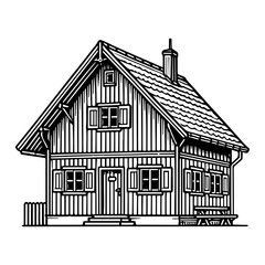 Simple Vector Icon of a Fachwerkhaus – Logo Design Illustration