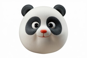 Fototapeta premium Adorable 3D rendered panda face, round, fluffy, cute expression.