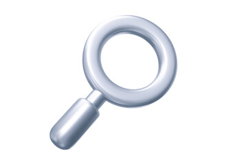 3d silver magnifying glass icon.  Stock vector illustration on isolated background.