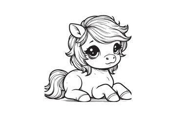 Cute baby horse outline 