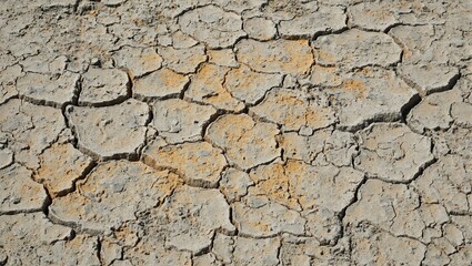 Abstract mosaic pattern of cracked mud in earth tones with sand accents