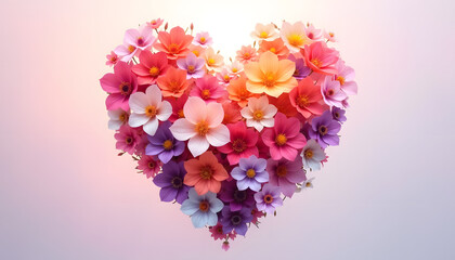 Obraz premium Vector image of a heart made of flowers