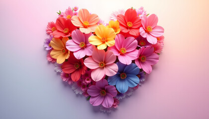 Obraz premium Vector image of a heart made of flowers
