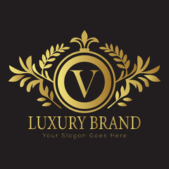 Letter Luxury brand logo design with a royal gold crown emblem and elegant typography

