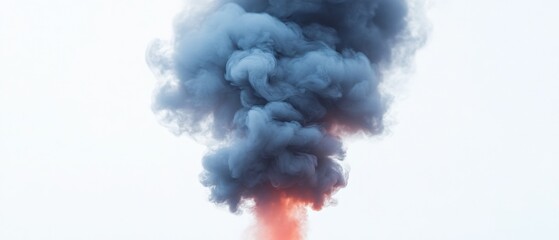 blue and orange smoke against a white background