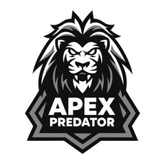 Apex Predator Logo Design – Fierce Lion Emblem with Bold Typography