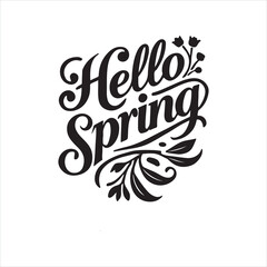 Hello spring text as logotype icon, postcard, card, invitation, and banner template. Special spring sale typography vector illustration.