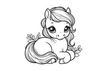 Cute baby horse outline 