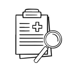 icon document medical examination, certificate medical card line vector monochrome simple