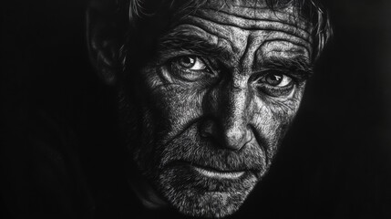 close-up portrait of an older man with a beard