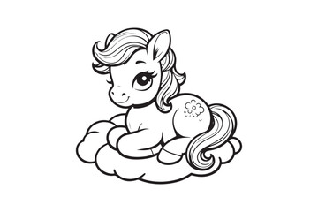 Cute baby horse outline 