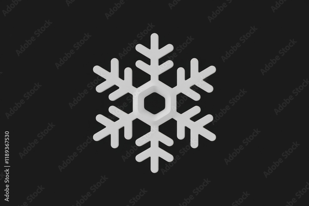 Poster A minimalist 3D rendering of a white snowflake on a transparent background.