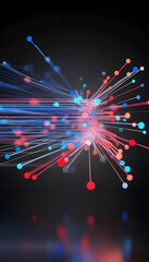 Abstract data stream, glowing lines, network connection, digital technology, dark background, for technology concepts