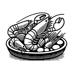 Fototapeta premium Simple Vector Icon of a seafood platters – Logo Design Illustration