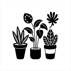  Indoor plants vector silhouette design