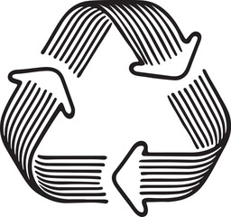 Recycling symbol silhouette vector design, symbolizing sustainability and eco-friendly practices. Clean, scalable, and editable EPS file for environmental projects.