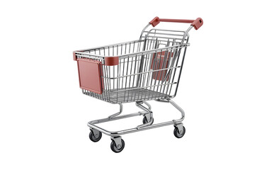 3D Shopping Cart Icon Isolated on White Background