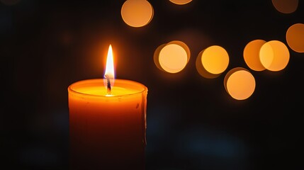 The sight of a single candle glowing in the darkness, a beacon of hope, light, and the enduring human spirit.
