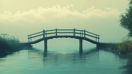 Fototapeta premium The sight of a bridge linking two distant shores, an emblem of unity, connection, and the courage to cross divides.